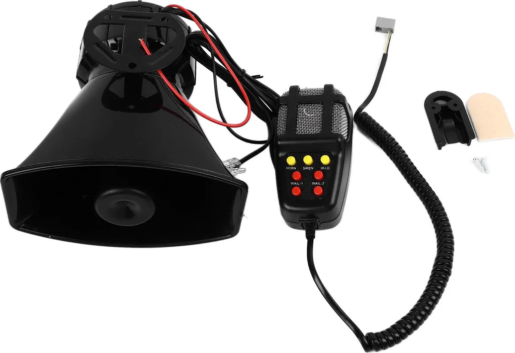 Mégaphone 12V 7 tonalités avec micro amplificateur pour klaxon voiture