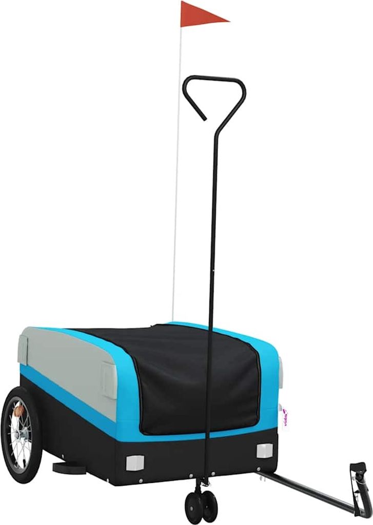 vidaXL Fahrradanhänger Schwarz und Blau 45 kg Eisen Produktbild 