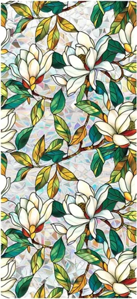 Film vitrail autocollant fleurs 43x100cm pose facile sans bulles d'air