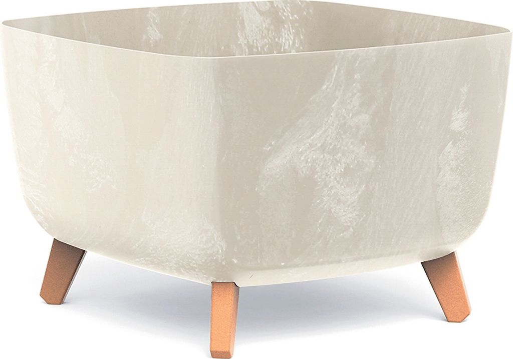 Quadratischer Blumentopf auf Beinen GRACIA DGQL400E | Creme