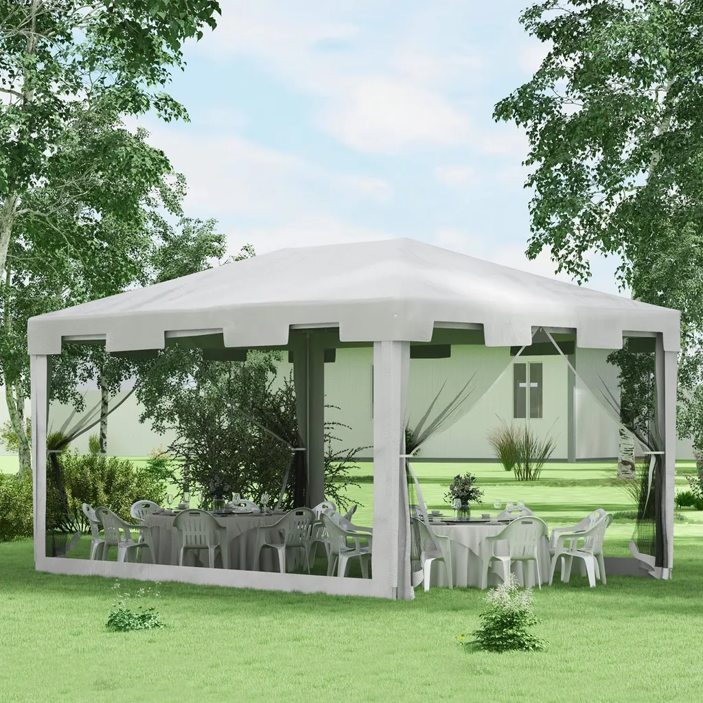 Tente de réception pour terrasse et balcon 4x3m - Abri jardin blanc PE