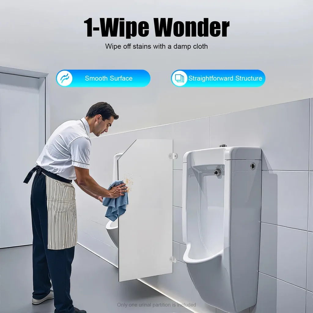 Divisorio Per Orinatoio Bimiti | 90x40 Cm | Impermeabile E Robusto | Con Staffe In Acciaio Inox | Installazione Facile | Per Bagni Pubblici, Scuole, Uffici E Bar