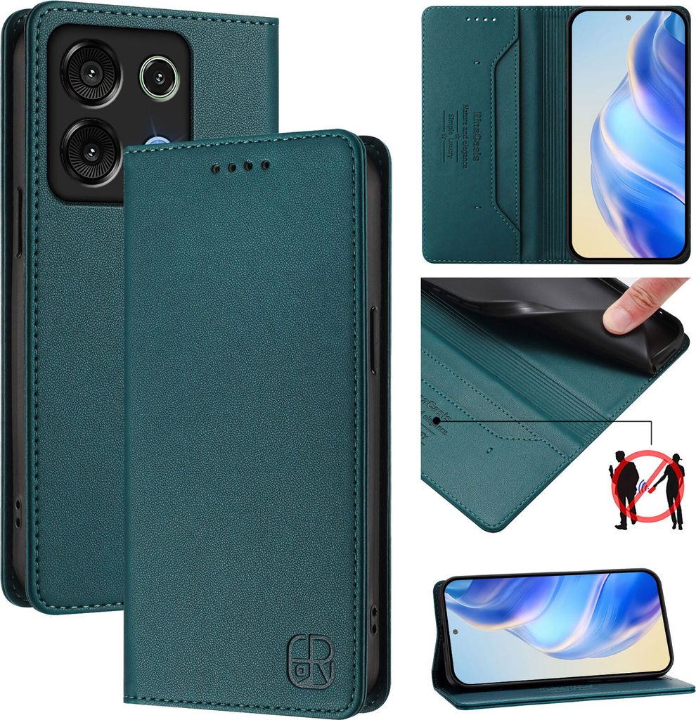Lederhülle für UMIDIGI G9 5G/Note 9 5G Hülle Flip Brieftasche Kartenfächern Ständer Schutzhülle Dunkelgrün