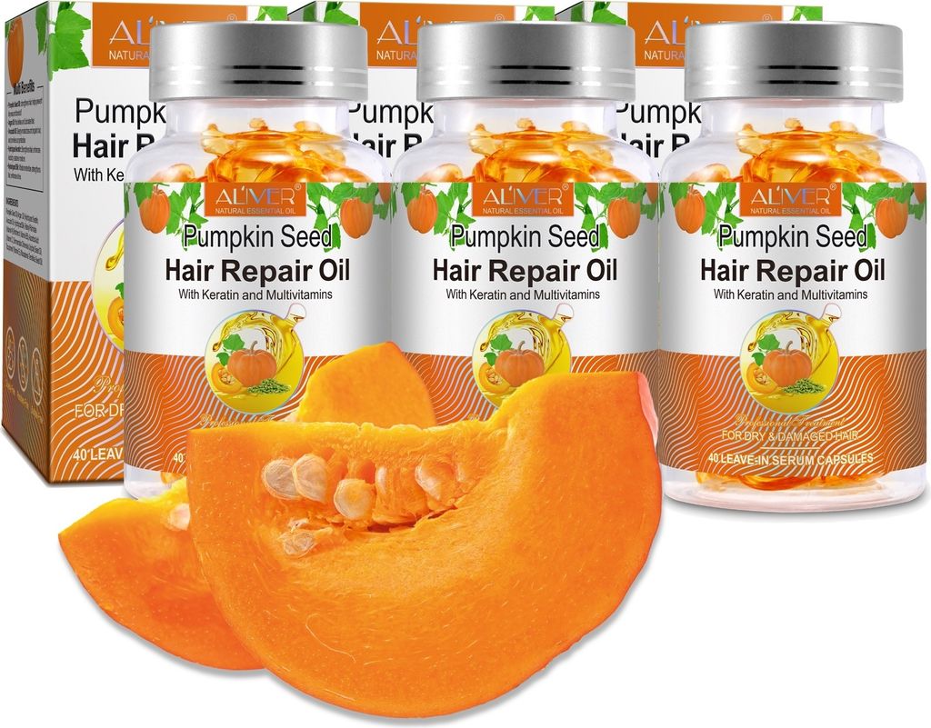 Haaröl Kürbiskernöl Haarwachstum Haarpflege Haarverdichtung in Kapseln Bio Vegan, 3x 40 kapseln