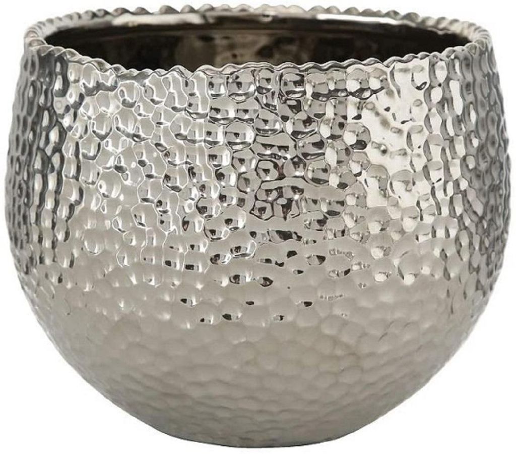 Übertopf Lajos Steingut  H.14 cm Ø.17 cm silber mittel Produktbild 