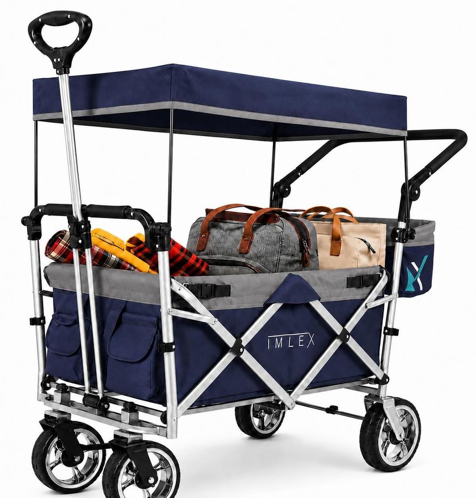 IMLEX Bollerwagen faltbar mit Dach IM-4268 Mitternachtblau Produktbild 