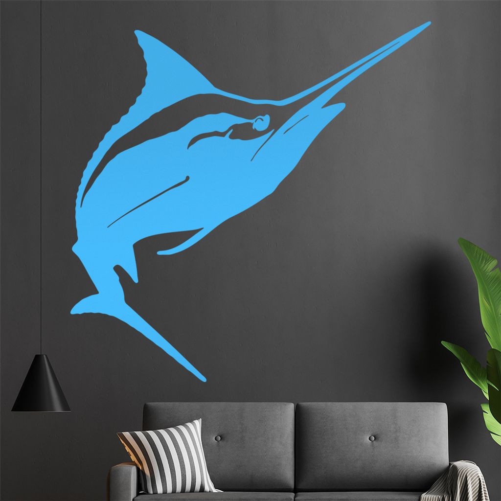KIWISTAR Schwertfisch - Spitz Schwert Meer Wandtattoo in 6 Größen - Wandaufkleber Wall Sticker - Dekoration, Küche, Wohnzimmer, Schlafzimmer, Ba...