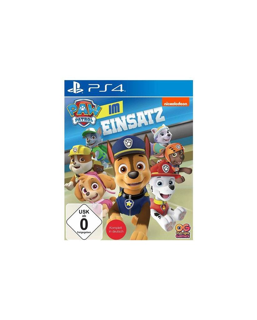 The image shows the cover art for the PS4 video game 'Paw Patrol Im Einsatz'.