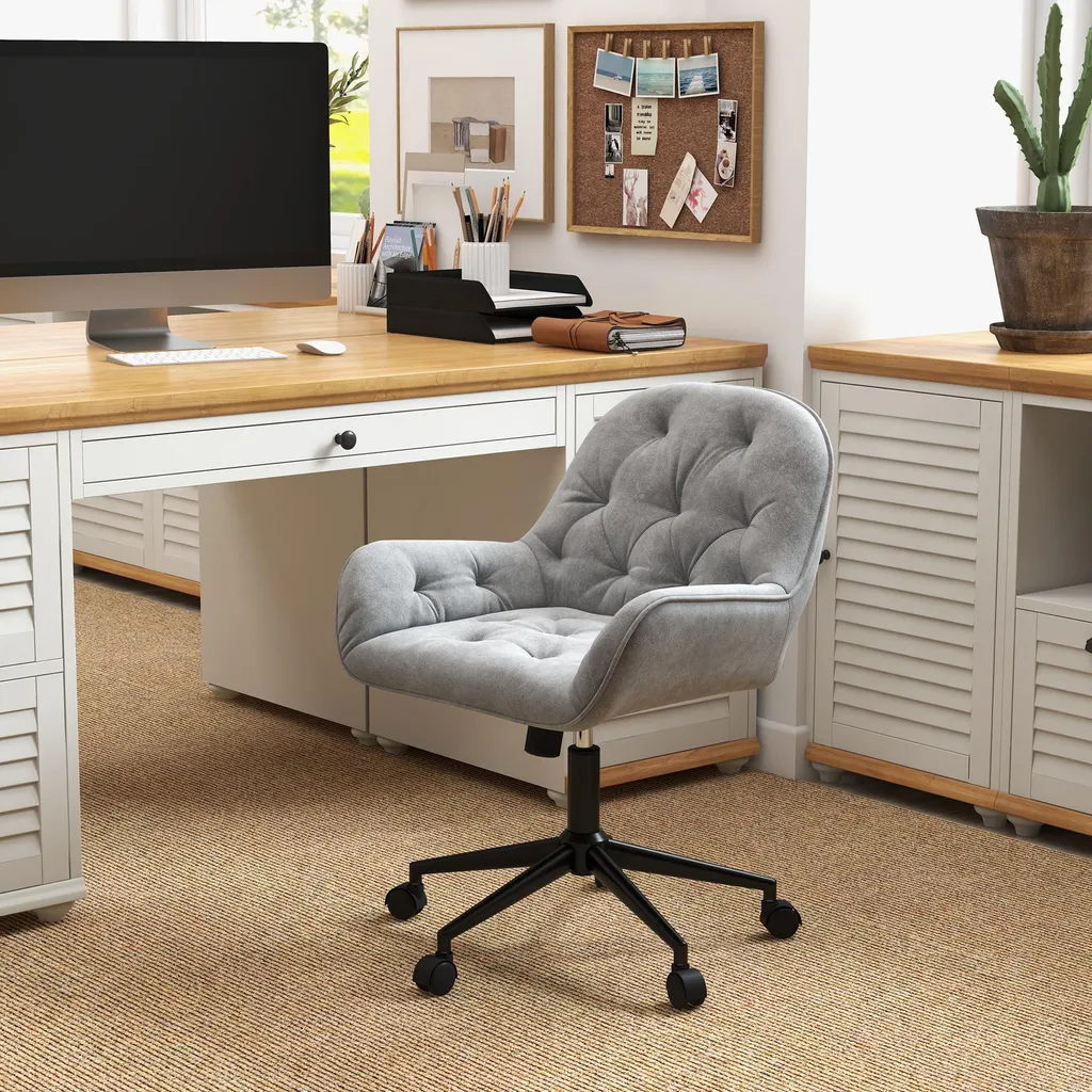 Fauteuil de bureau confortable anti-mal de dos velours gris réglable