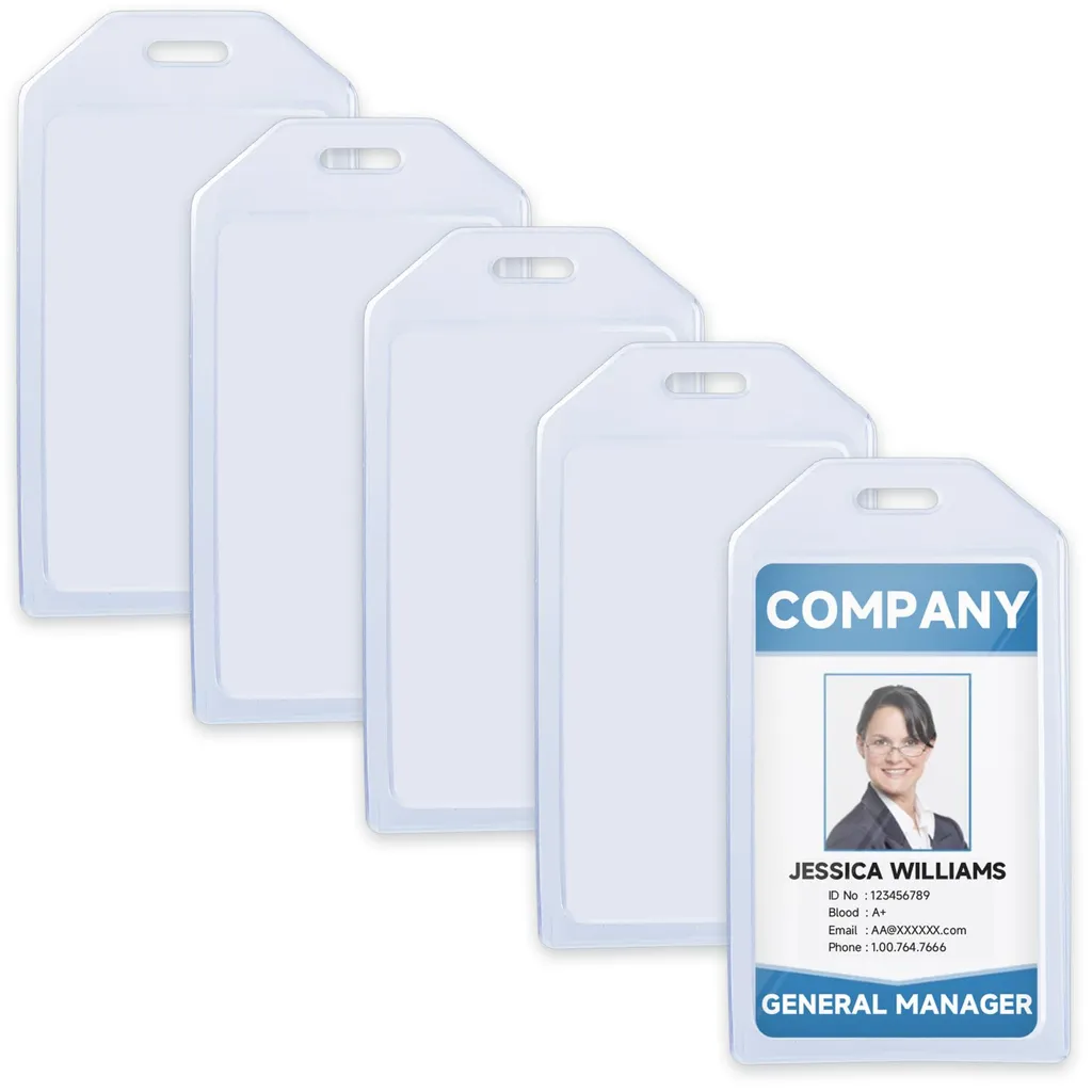 Étui carte d'identité plastique extra-épais et robuste vertical x5