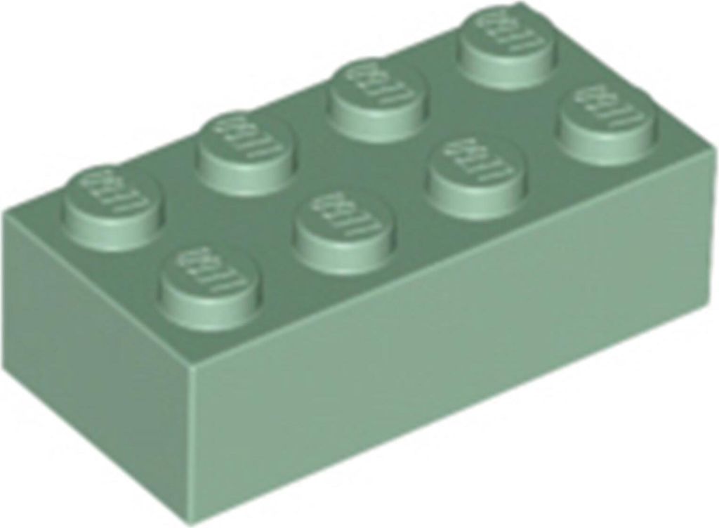 100x LEGO Baustein 2x4, Sandgrün