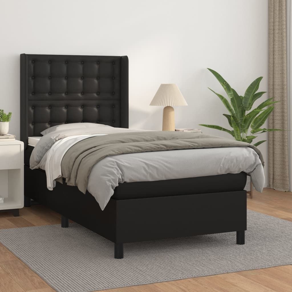 Maison Exclusive - Boxspringbett mit Matratze Schwarz 90x190 cm Kunstleder