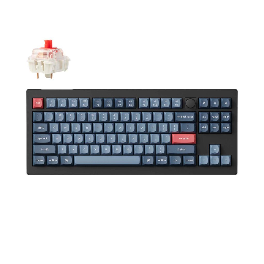 A keyboard and a single switch are shown against a white background.