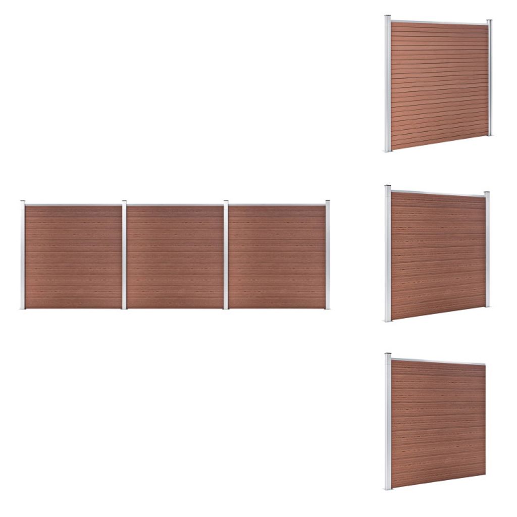 vidaXL Gartenzaun WPC 526x186 cm Braun - Zaunfelder