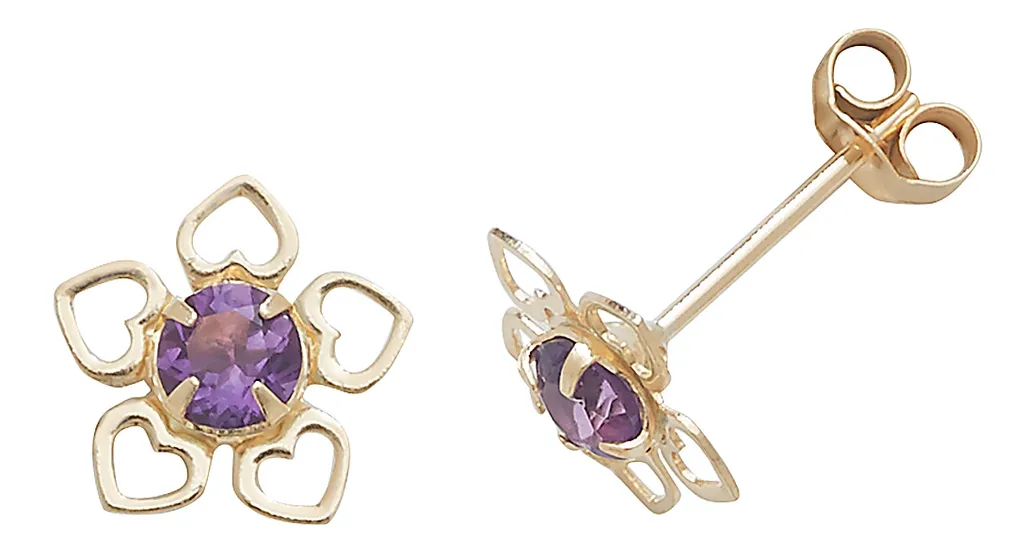 Boucles d'Oreilles en Or et Améthyste : Le Cadeau Idéal TRS1857 9mm
