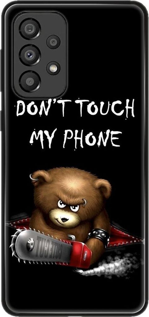 König Design Hülle kompatibel mit Samsung Galaxy A33 5G Kunststoff Soft Handyhülle - Handy Case Dont Touch My Phone Bär Schwarz