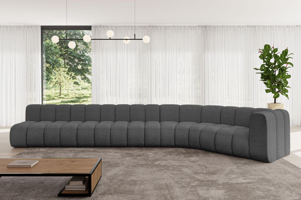ALTDECOR Modulares Sofa Ecksofa in L-Form - Karex-L3 - 490x194x70 cm Grau - Corner modular Sofa Eckcouch Couch Wohnlandschaft Cauchsofa Bodensofa P...
