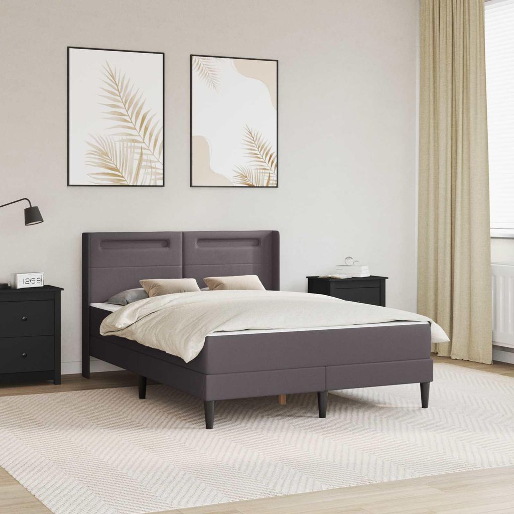 Maison Exclusive - Bettgestell mit Matratze Grau 140 x 200 cm Kunstleder
