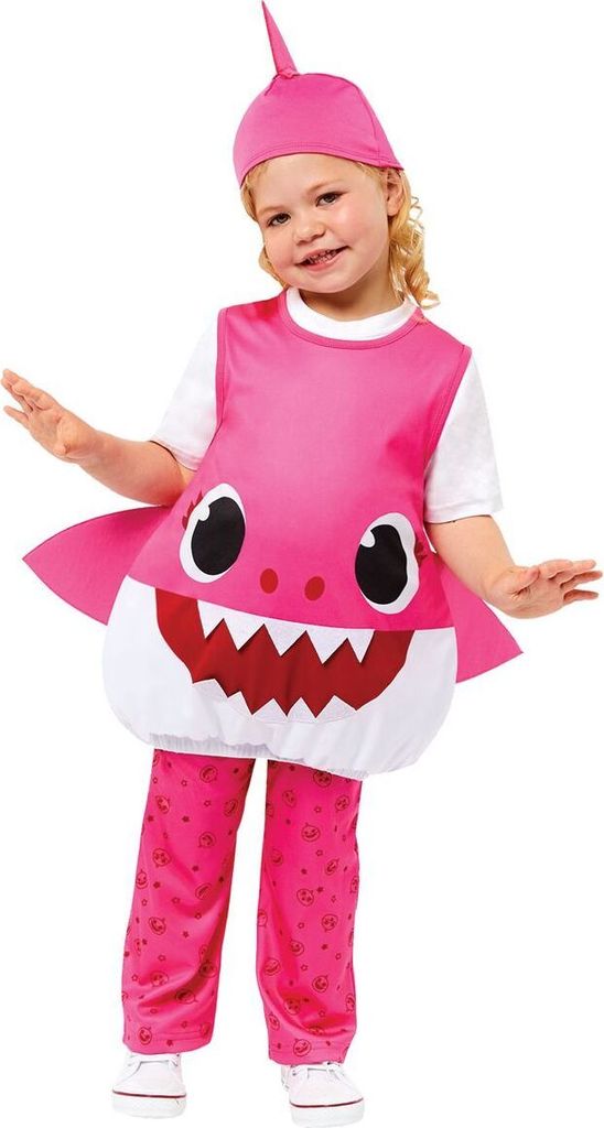 Baby Shark Kostüm kleiner Hai für Kinder Gr. 92-104 rosa Tier Lizenz-Kostüm Tierkostüm Meeresbewohner Raubtier Fasching Karneval Mottoparty Kinderfasching