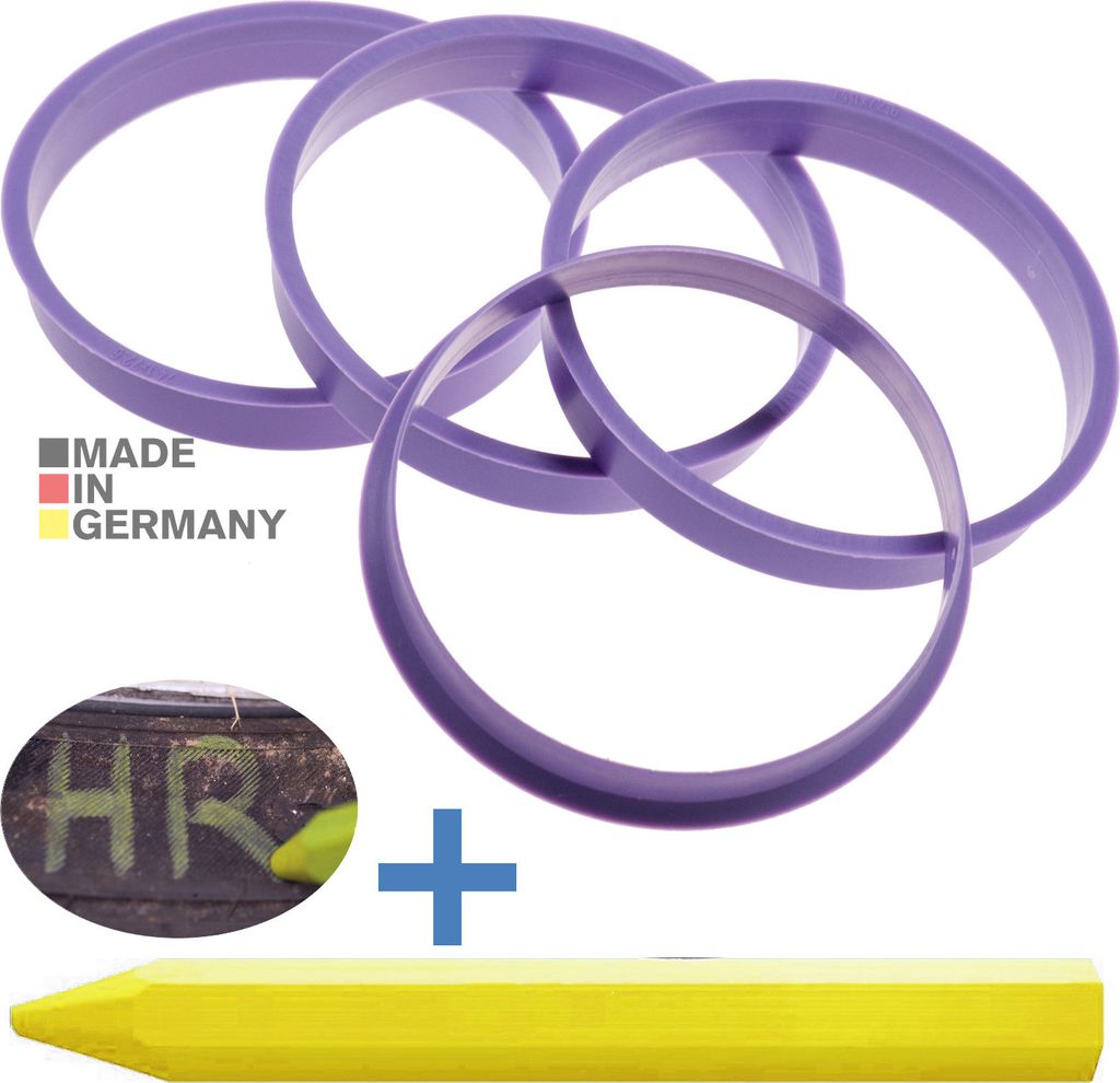 4X Zentrierringe 74,1 x 72,6 mm Lila Felgen Ringe + 1x Produktbild 