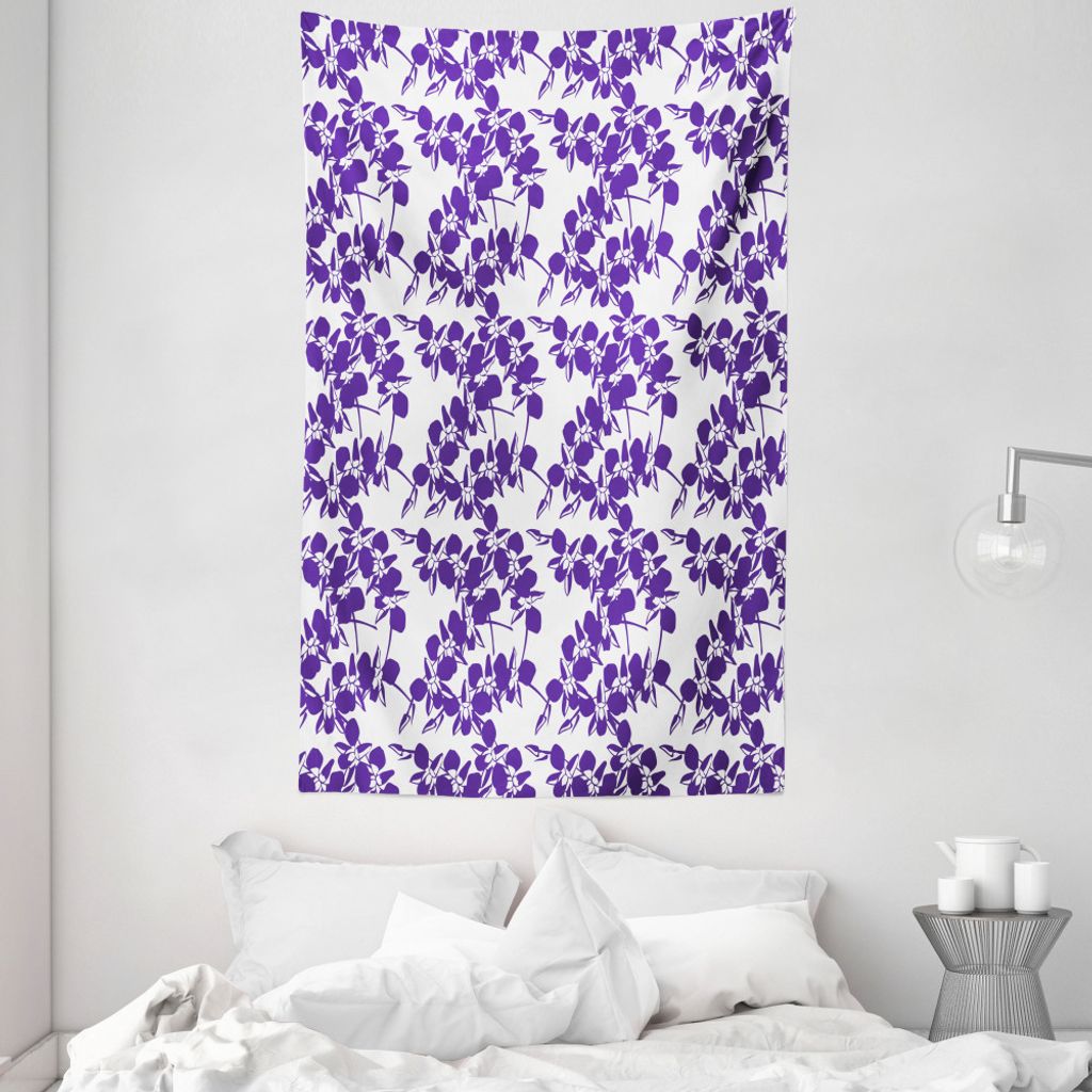 ABAKUHAUS Orchideen Wandteppich und Tagesdecke, monochrome Blumen aus Weiches Mikrofaser Stoff Waschbar ohne Verblassen Digitaldruck, 140 x 230 cm,...