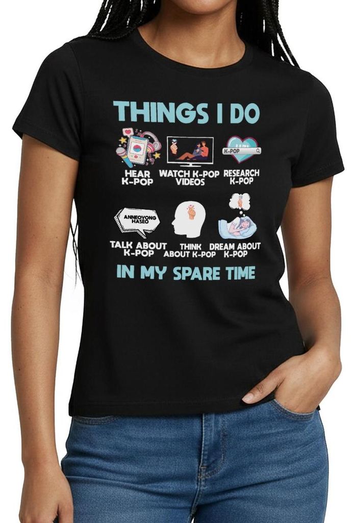 Spreadshirt Things I Do In My Spare Time K-Pop Fan Frauen T-Shirt, XXL, Schwarz