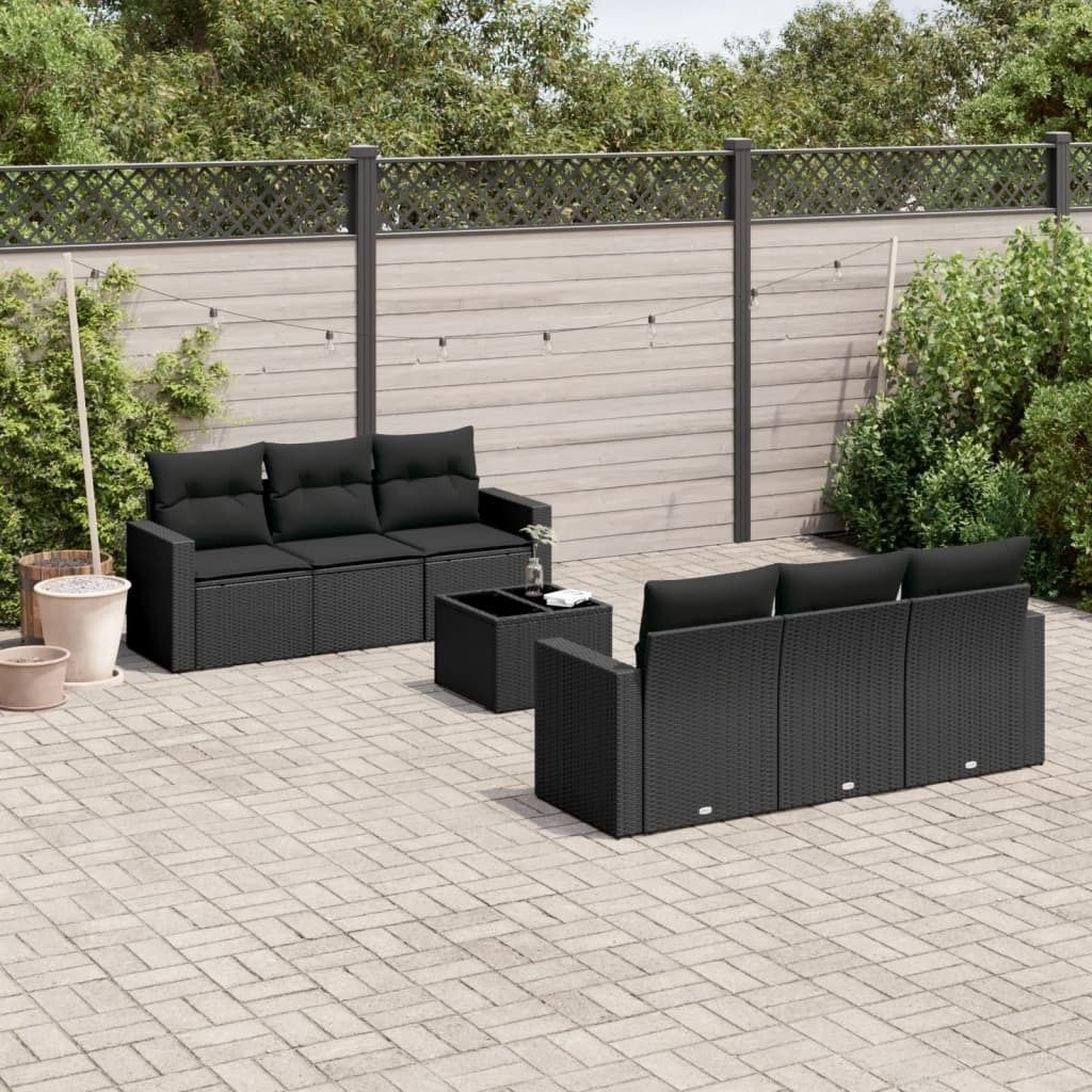 Maison Exclusive - 7-tlg. Garten-Sofagarnitur mit Kissen Schwarz Poly Rattan
