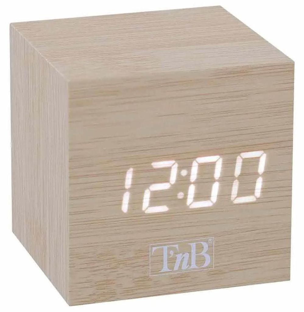 T'nB CLOCKSQWD, Digitaal wekkerradio, Kubus, Hout, Productafbeelding 