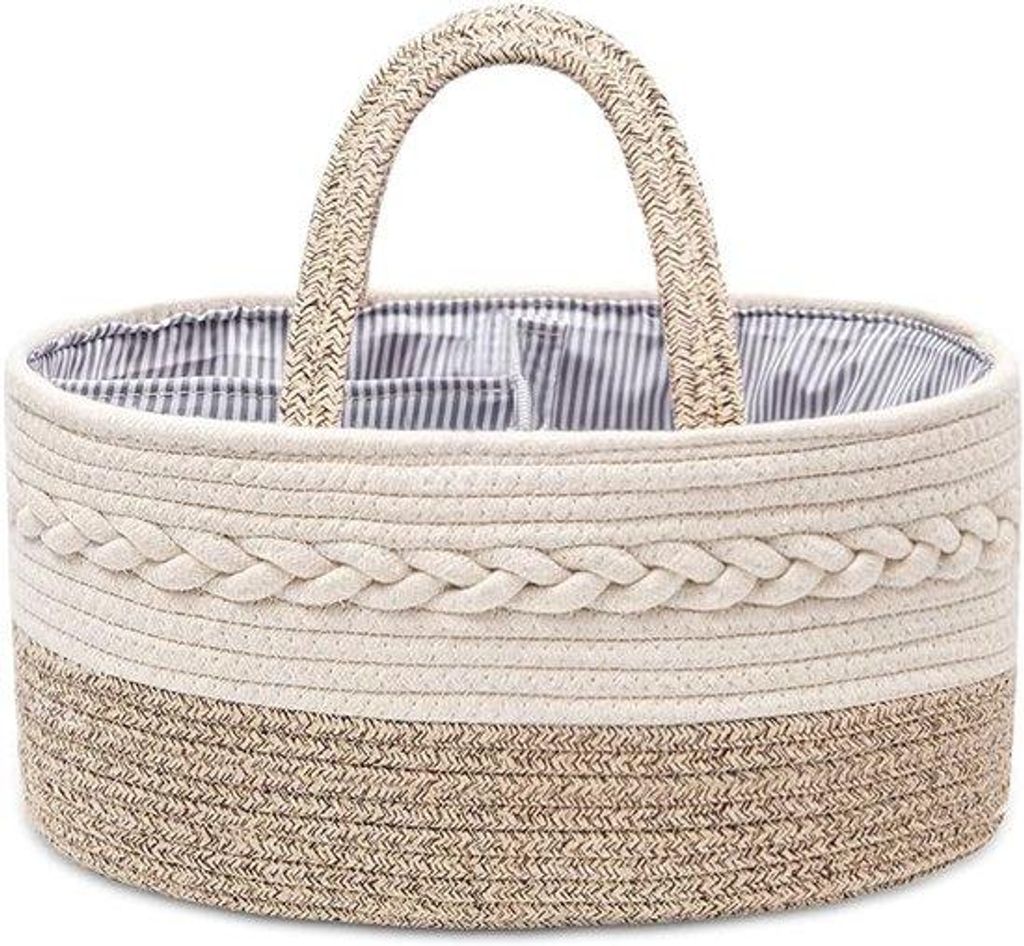 Beige Katoenen Baby Luiertas Organizer mit Wechselbaren Kompartimenten, tragbarer Gewebetuch Luiertas Aufbewahrung, DIY-Baby-Shower-Geschenktasche