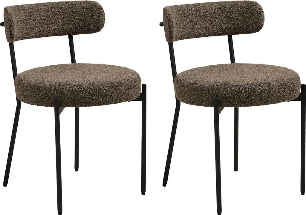 Lisa Design Ivanec - Lot de 2 chaises en tissu bouclette marron chic