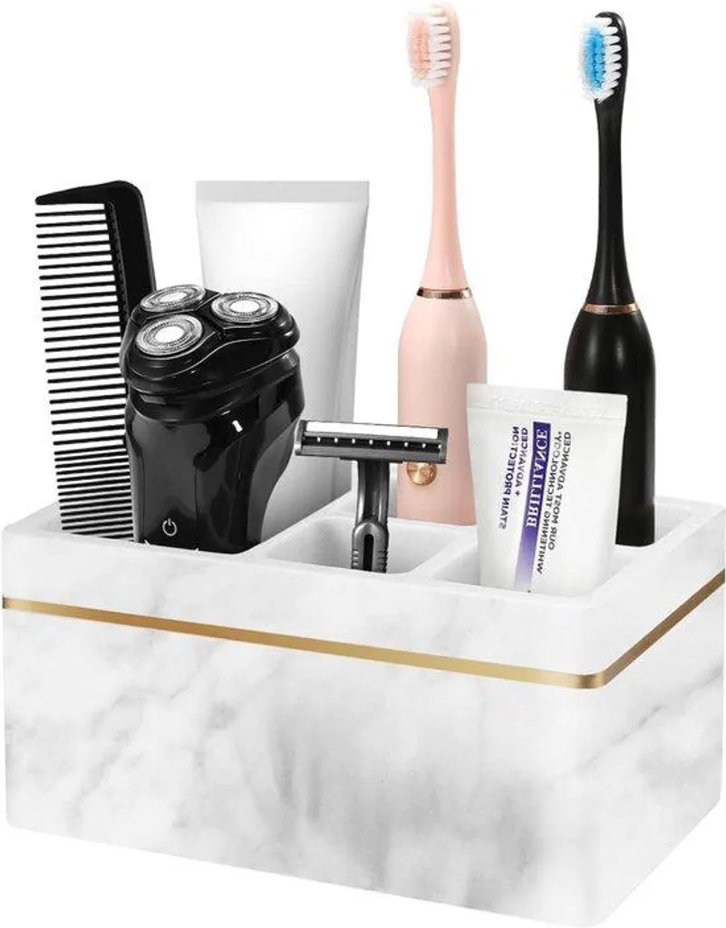 Porte-brosse à dents électrique familial 5 places en résine blanche