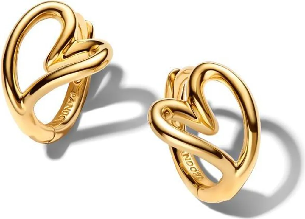 PANDORA Orecchini a cerchio Cuori color oro 264359C00