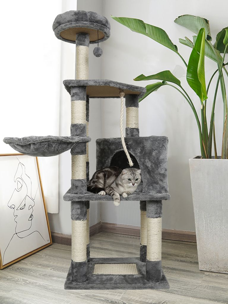 JEOBEST Katzenbaum Katzenkratzbaum, Katzenhaus für Katzen Kletterbaum Katzenbaum 135cm