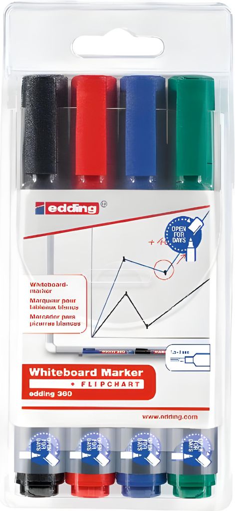 edding 360 Whiteboard-Marker farbsortiert 1,5 - 3,0 mm, 4 Produktbild 