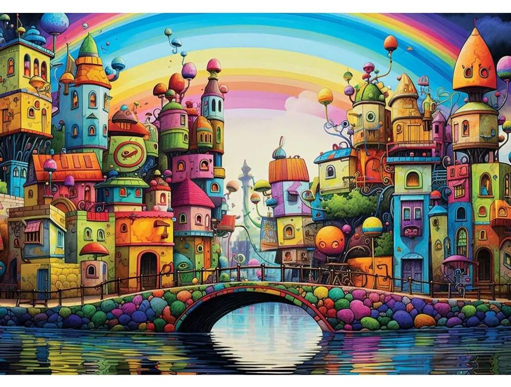 Yazz Puzzel Regenboogstad - kleurrijke puzzel, 1000 stukjes Productafbeelding 