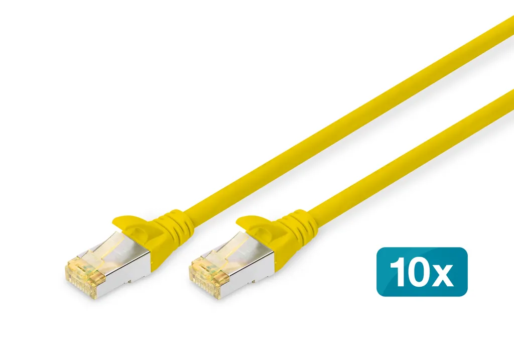 Câble Ethernet CAT 6A S/FTP DIGITUS 3m jaune avec double blindage