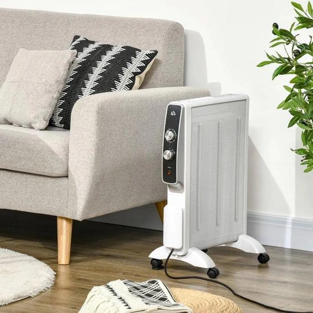 Radiateur mica 1000W ultra fin blanc - Chauffage rapide 47 x 26,5 cm