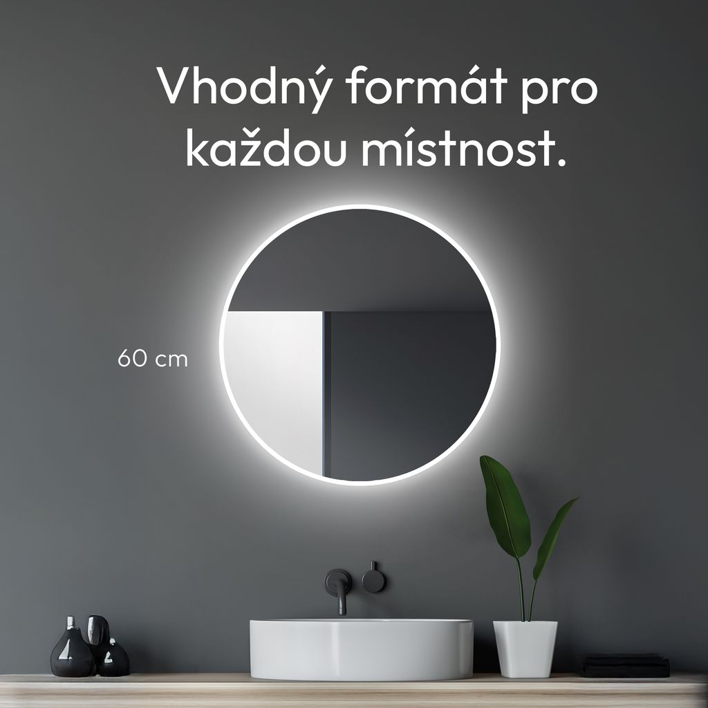 Koupelnové zrcadlo s osvětlením TALOS LED, kulaté Ø 60 cm - Obrázek produktu 