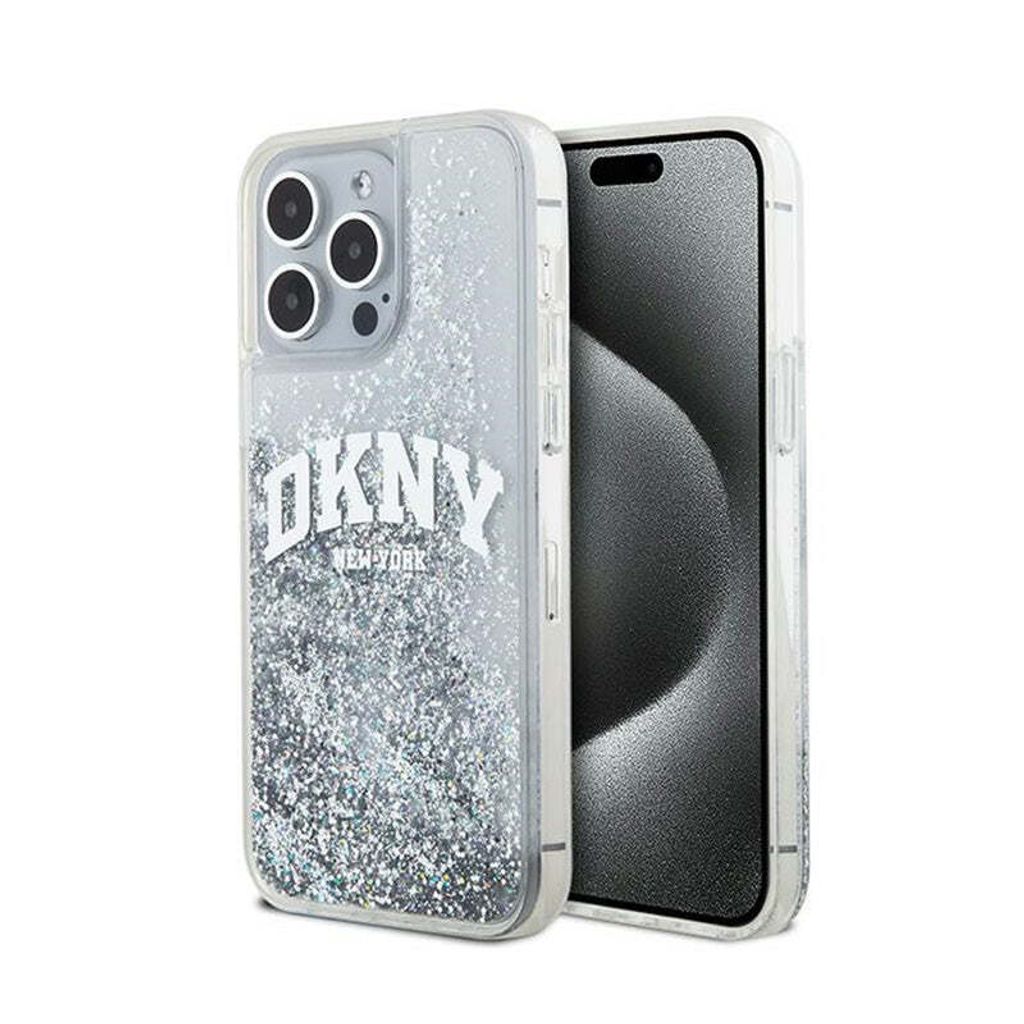 Fall Dkny Flüssigkeit Glitter Big Logo Na Iphone 15 Pro - Białe