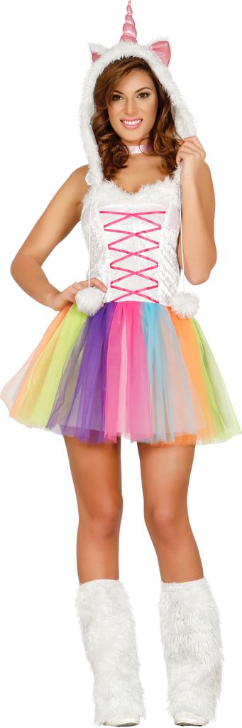 Einhorn Fantasie Kapuze Kleid Bunt Mantel Zauber Karneval Traum Kostüm Glanz Party Märchenwelt Farben Regenbogen Fröhlichkeit Pompons Magie Glit...
