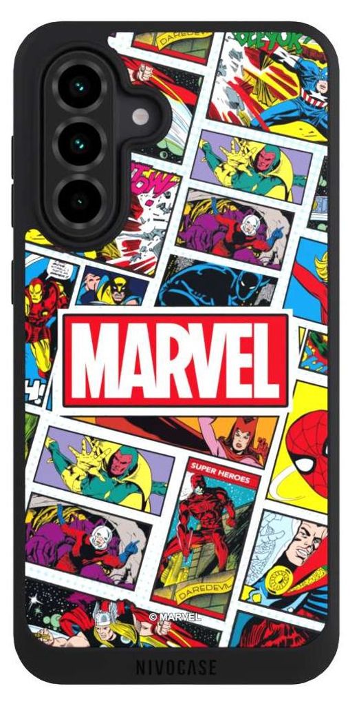 NIVOCASE Handyhülle für Samsung Galaxy A36 5G Hülle NIVOpure Case Schwarz Comic Muster Marvel