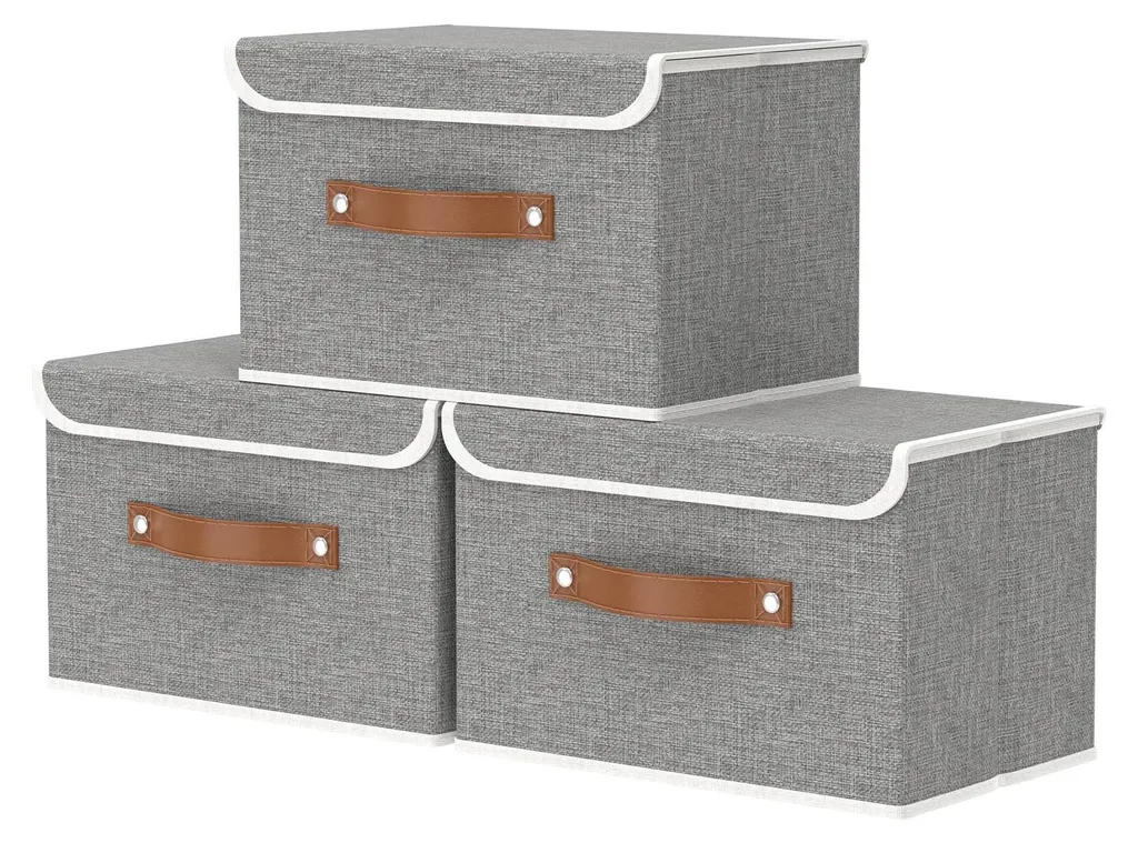 Boîte Rangement Pliable avec Couvercle pour Armoire et Étagère 38x25x25
