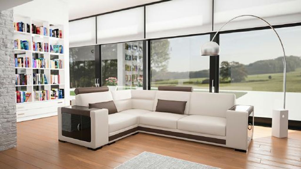 Designer Wohnlandschaft Ecksofa Couch Sofa Garnitur Polster Ecke Leder Sofas Neu