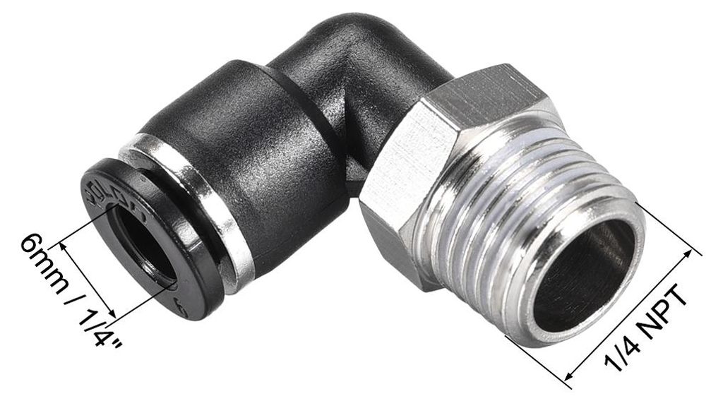 4Stk. Drš¹cken zur Rohrverschraubung Fitting Au?en Ellbogen 6mm Rohr OD X 1/4 NPT Gewinde Pneumatische Luftdruck Verriegelung