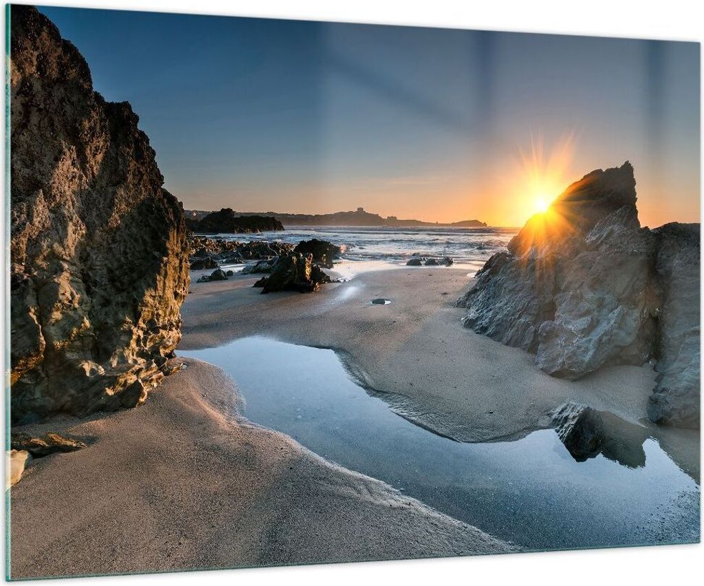Bilder auf glas - Landschaft britisch Ufer Küste - 100x70cm - Glasbilder - Wandbilder - Kunstdruck - zum Aufhängen bereit - Wanddekoration aus Gl...