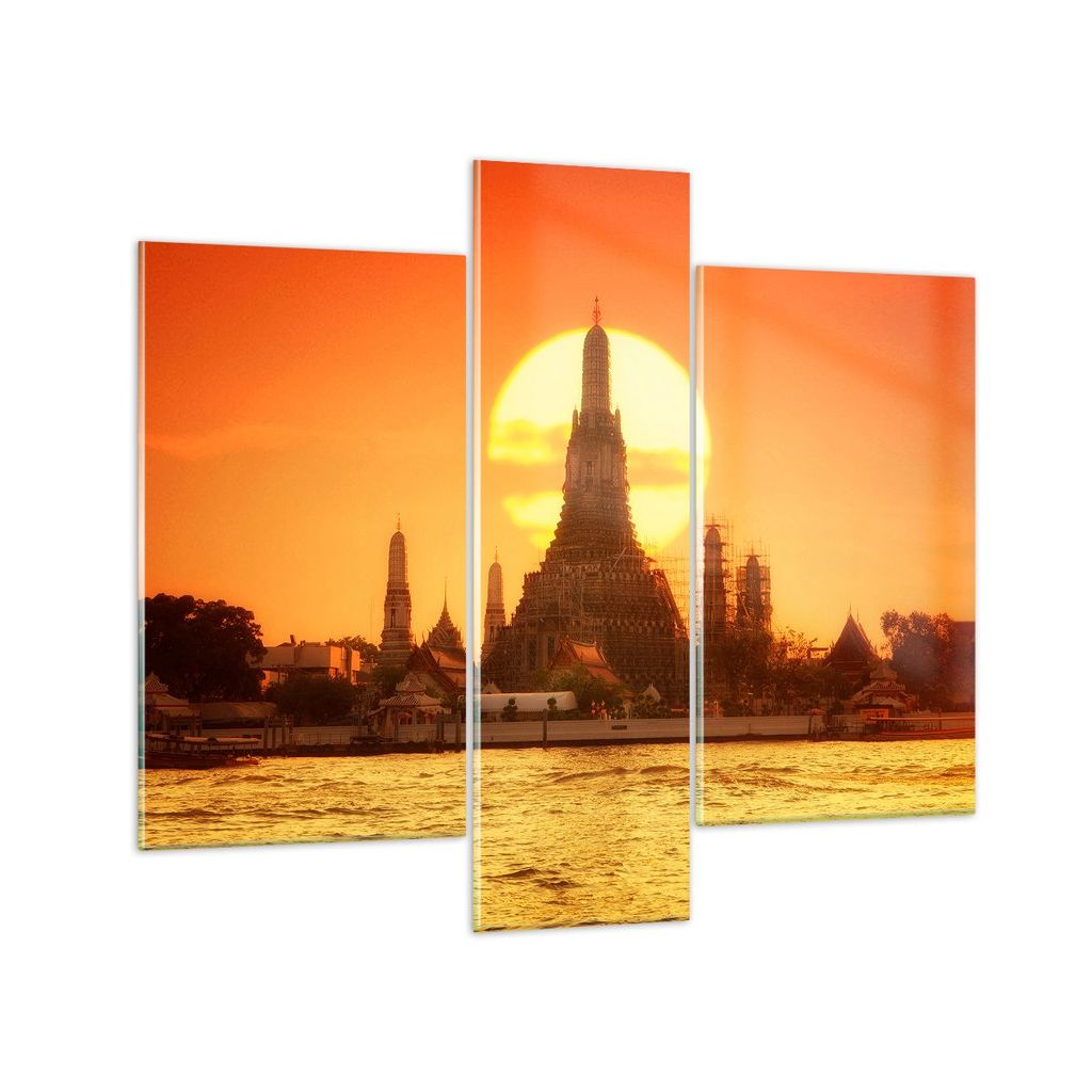 Bilder auf glas - Tempel Asien - 95x80cm - Glasbilder - Wandbilder - Bilder - Kunstdruck - zum Aufhängen bereit - Wanddekoration aus Glas - Glas B...