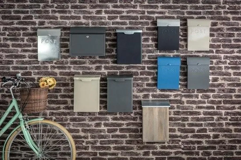 Boîte aux lettres moderne extérieure murale grise en acier robuste - 5