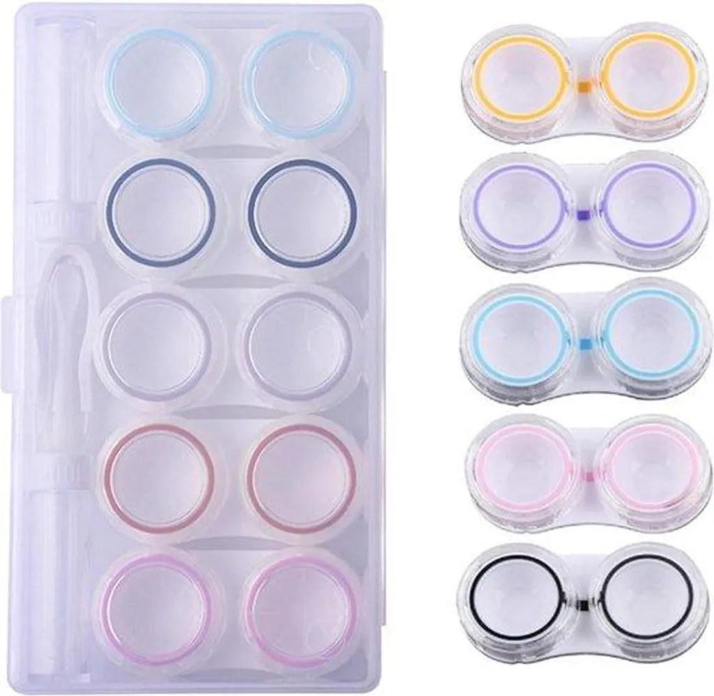Kit Porte-lentilles de voyage complet XL Lot de 5 étuis multicolores