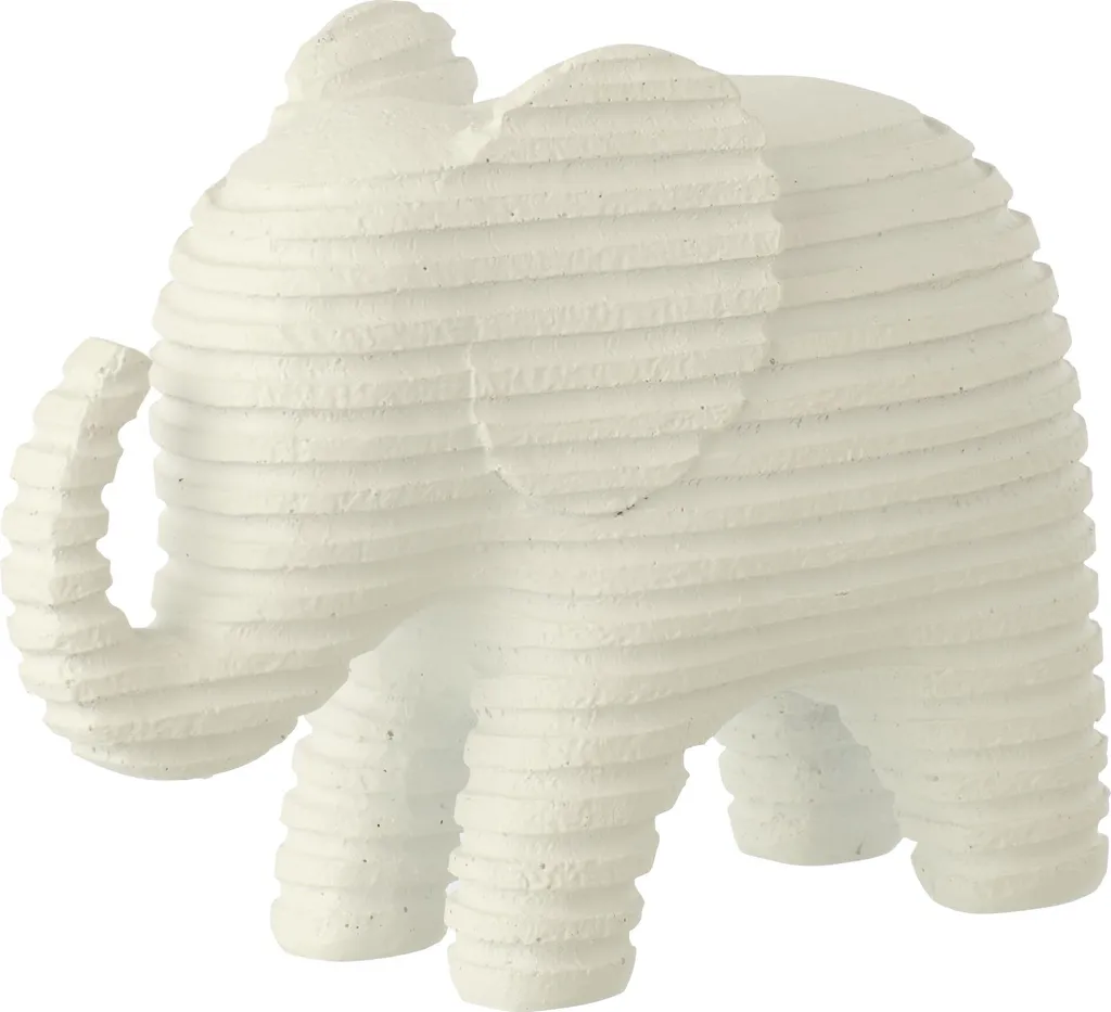 Statue éléphant décorative blanche J-Line en résine pour salon moderne