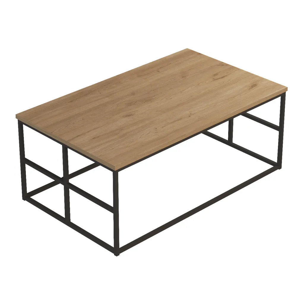 Table basse robuste et stable aspect chêne pour salon moderne Velendi - 3
